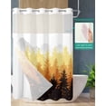 thumbnail image 2 of No Hook Shower Curtain with Snap in Liner, Fall Forest Silhouette Orange Art Oil Painting Hotel Shower Curtains for Bathroom, Washable Shower Curtain Liner Set with Mesh Top Window, 72"x96", 2 of 6