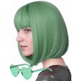 thumbnail image 1 of MIUSKATL Peluca y gafas de sol de 12.0 in con flequillo corto para mujer, disfraz de fiesta de cosplay (verde menta), 1 of 1