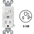 thumbnail image 2 of Leviton R62-T5225-0WS 15 Amp White Toggle Switch & Receptacle Combination, 2 of 3