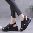 thumbnail image 3 of Sandales Élégantes pour Femmes Mode Décontractée Boucles Solides Compensées Chaussures Romaines Confortables pour Dames, 3 of 7