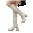 thumbnail image 3 of YLYL Knee High Boots Women Platform Block Heel Stretchy Square Toe Tall Patent Leather Long Boots, 3 of 8