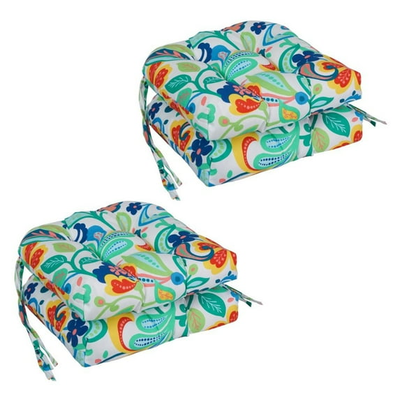 Blazing Needles 16-inch Spun Polyester Outdoor U-shaped Tufted Chair Cushions (Set of 4) 916X16US-T-4CH-OD-240