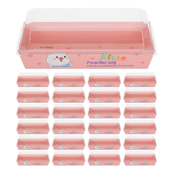 HEATSHAKING Disposable Rectangle Container Pink Paper 25Pcs 7.5X2.6X2.6In For Cupcake Packaging
