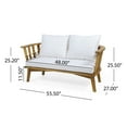 thumbnail image 3 of GDF Studio Lennon Outdoor Acacia Wood Loveseat with Cushions, White and Teak, 3 of 7