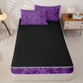 thumbnail image 4 of Manfei Halloween Damask Skull Zipper Queen Comforter Set with Fitted Sheet and 2 Pillowcases, Exotic Style Floral Zipper Bedding Set, Purple Violet Black,Black Reversible,4 Pieces, 4 of 6