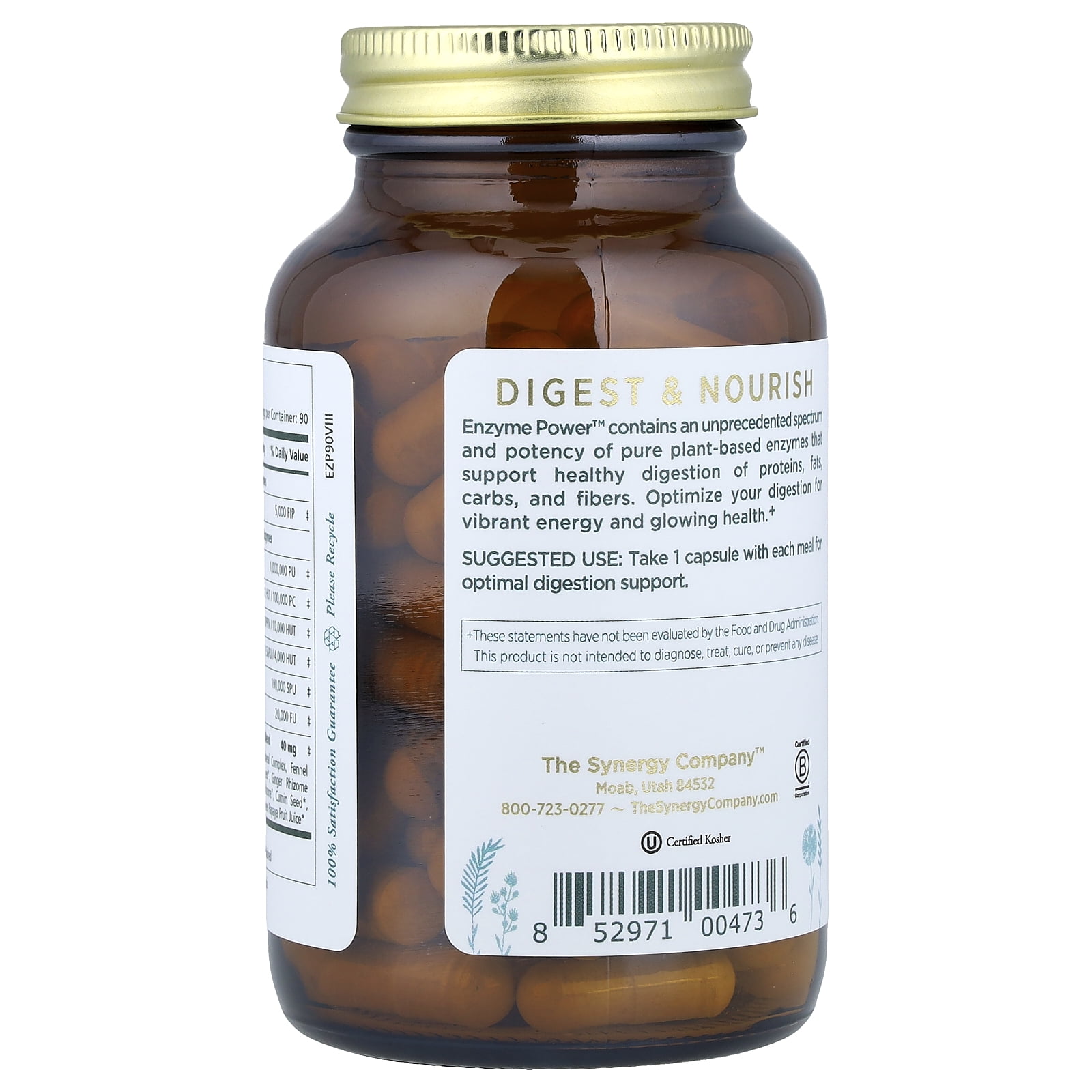 Enzyme Power, Full-Spectrum Digestive Support, 90 Capsules, Pure Synergy