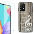 thumbnail image 1 of Slim-Fit Flexible TPU Gel Phone Case (black) for Samsung Galaxy A52 5G, with Tempered Glass Screen Protector, by OneToughShield ® - Wood/Music, 1 of 3