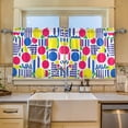 thumbnail image 2 of Yayeee Kitchen Curtains Tier Set of 2 Light Filtering 57"x24" Over Sink Window Panels, Red Retro Shapes, 2 of 7