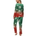 thumbnail image 4 of YOIAVAIOY Ensemble de Pyjama pour Femmes à Imprimé de Noël, Blocs de Couleur, Ensembles de Pyjama Graphiques de Noël, 2 Pcs, T-Shirts à Col Rond et Pantalons à Jambe Grand, Tenue de Nuit Décontractée Assortie, Violet G, 4 of 6