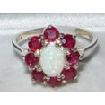 thumbnail image 5 of LBG British Made 18k White Gold Natural Opal & Ruby Womens Statement Ring - 33 size options - Size 4, 5 of 6