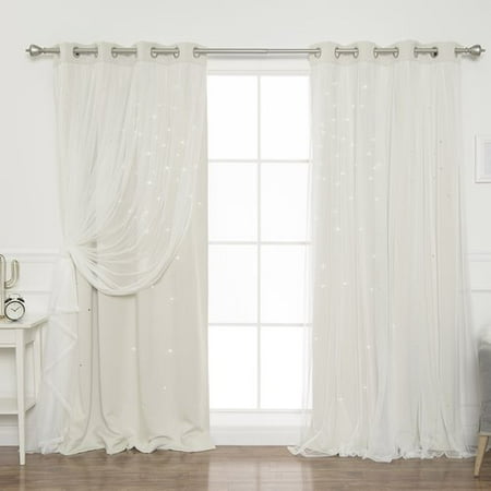 Full Overlay Panels - Harriet Bee Efird Tulle Overlay Star Cut Out Blackout Thermal Grommet Curtain Panel (Set of 2)