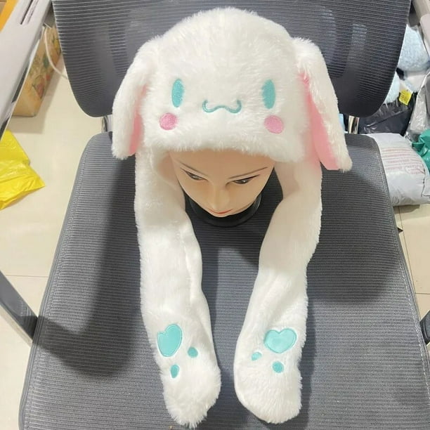Gorro de felpa brillante de Anime Sanrio Kawaii, lindo Hello Kitty Kuromi Cinnamoroll, orejas móviles, juguete de felpa suave para niños y niñas, regalo de invierno LIUWENJING unisex