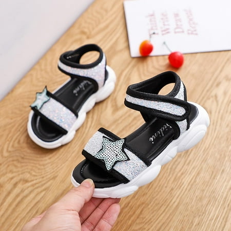 

TRIHIY Toddler Baby Infant Girls Sandals Star Sequin Children Beach Soft Shoes Slippers