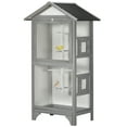 thumbnail image 2 of PawHut Bird Aviary with Removable Tray Wooden Bird Cage, Gray, 2 of 9