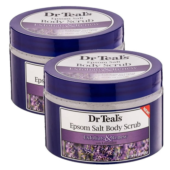 Dr. Teals Exfoliate & Renew Lavender Body Scrub Gift Set (2 Pack, 16 oz ea.) - Enriched with Shea Butter & Jojoba Oil to Moisturize and Protect Skin - Blended with Pure Epsom Salt