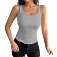 thumbnail image 2 of Grey Womens Padded Cami Tank Tops Ribbed Nylon,Spandex 2026 Summer Trendy Tops Flowy Loose Fit Casual Halter Cami Camisole Outfits Camisole Tops for Women XL, 2 of 7