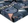 thumbnail image 2 of Ambesonne Emoji Fitted Sheet, Graffiti Design Funny Faces, King Size, Purpleblue and Peach, 2 of 3