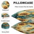 thumbnail image 5 of Throw Pillow Covers 24x24 Inch Set of 2, Sunflower Butterfly Waterproof Outdoor Pillow Covers, Retro Green Yellow Pastoral Floral Decorative Cushion Pillowcases for Couch, Sofa, Bed, Garden, Patio, 5 of 9