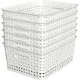 thumbnail image 2 of Woven Plastic Storage Baskets, 6 Pack White Weave Bins Organizer, 10.1" x 7.55" x 4.1", 2 of 10
