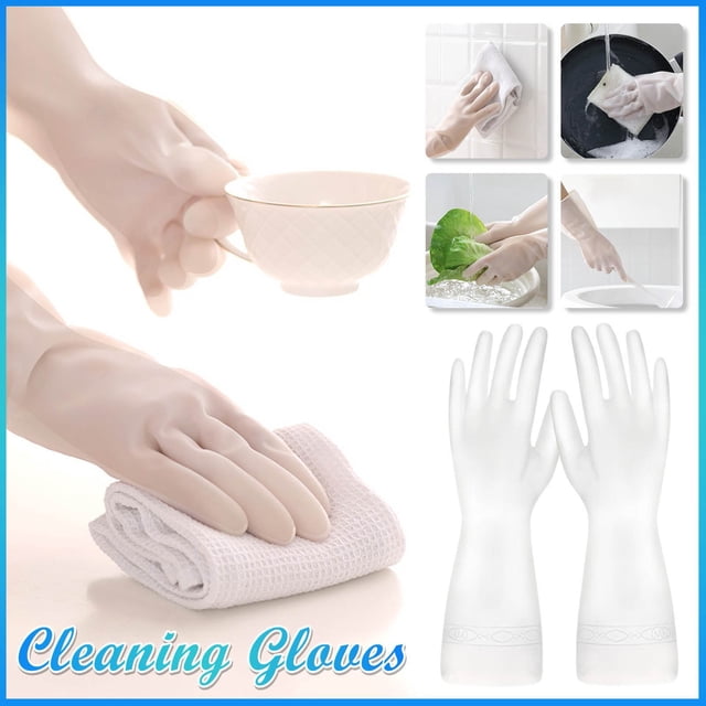 Xihbxyly Guantes Domésticos Reutilizables, de Goma Flexible, Antideslizantes, Multiusos: Limpieza, Lavavajillas, Jardinería, Cuidado de Mascotas, Lavandería y Pintura. Mangas de 30 Cm. Juego de 2.