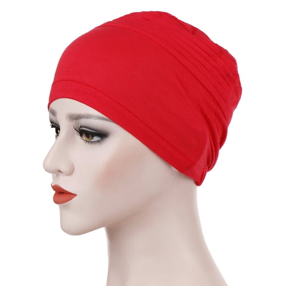 GIJNRIUIUA Under $5 Chemo Hats for Women Sales Today Women's Solid Color Pleated Bottom Small Hat Silk Cotton Headscarf Hat Muslim Headscarf