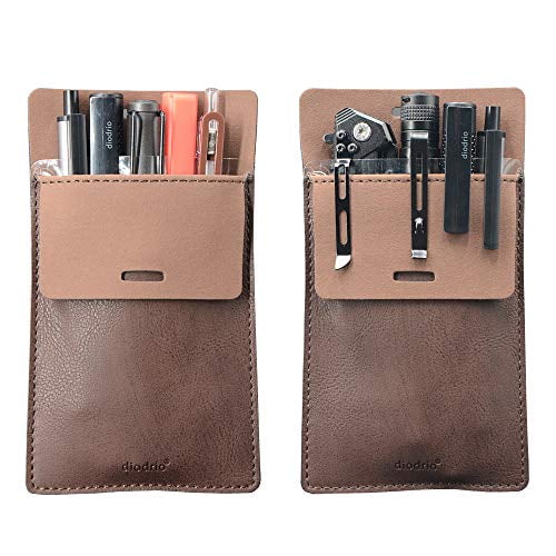 Pocket Protector, Leather Pen Pouch Holder Organizer, for Shirts Lab Coats, Hold 5 Pens, Designed to Keep Pens Inside When Bend Down. No Breaking of Pen Clip. Thick PU Leather, 2 Per Pack