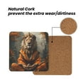 thumbnail image 4 of Xecao Jungle Meditating Lion for MDF Cork Coaster 4 Pcs,Drink Coasters,Suit for House Warming Gifts New Home ,Coffee Table Decor-Square, 4 of 7