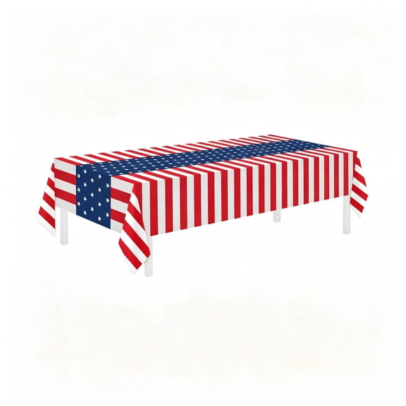 54x108 Inch Patriotic PEVA Disposable Tablecloth Red White Blue for 4th of July Memorial Day Party Decor