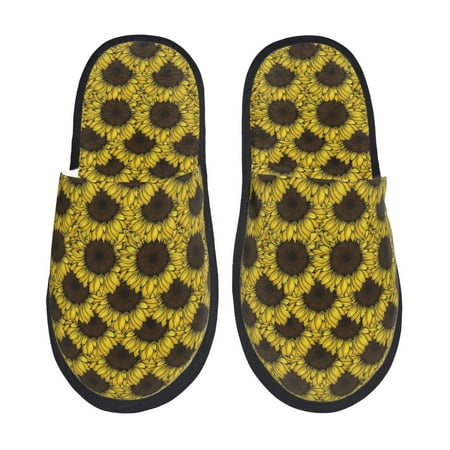 Balery Sunflowers 3 Slient Indoor Furry Fleece Comfort House Shoes Soft Non-Slip Home Shoes Cotton slippers House Slippers-- Large