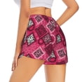 thumbnail image 3 of Vsdgher Geometry Print Women's Running Double Layer Shorts High Waisted with Pockets Elastic Yoga Workout Athletic Gym Sports, 3 of 8