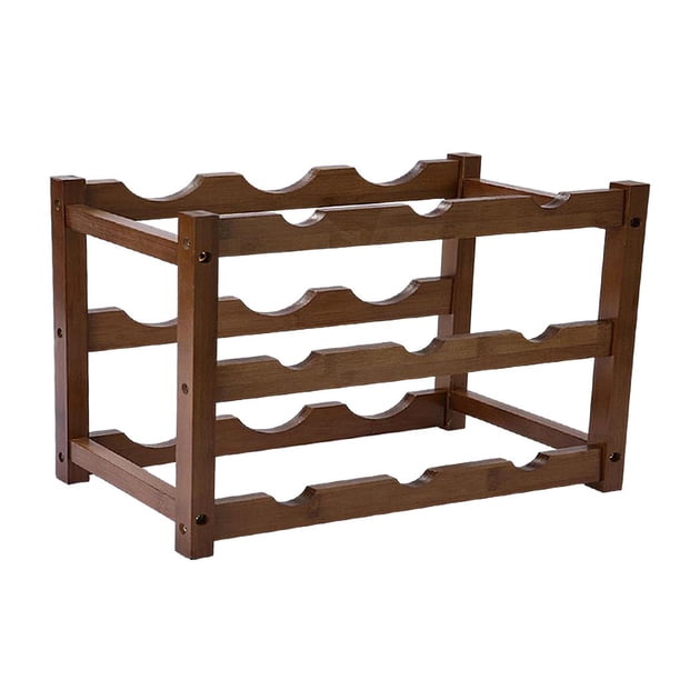 Estantes de madera de bambú para vino Botellas de encimera Soportes para 3 capas