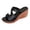 Black, variant on Womens Cork Footbed Platform Wedge Dressy Slides Sandals Ladies Bohemian Beach Vintage Casual Leather Chunky High Heels Slip on Dress Summer Shoes Black Size 6