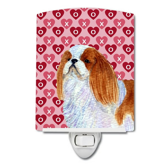 Caroline's Treasures SS4507CNL English Toy Spaniel Hearts Love and Valentine's Day Portrait Ceramic Night Light, 6x4x3",