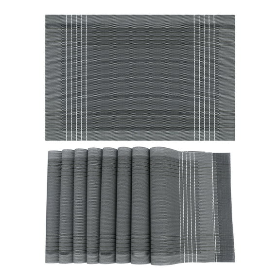 REGALWOVEN Placemats Set of 8 Placemats for Dining Table Decor Indoor Outdoor Washable Kitchen Table Mat Wipe Clean Gray 18*12in
