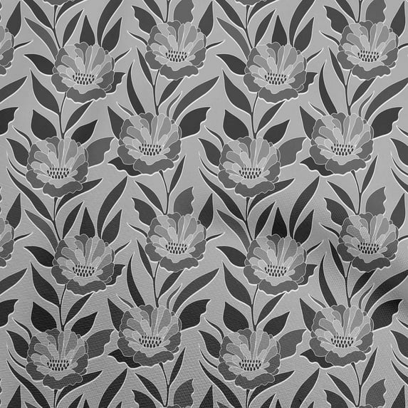 oneOone Polyester Spandex Gray Fabric Floral Retro Quilting Supplies Print Sewing Fabric By The Yard 56 Inch Wide