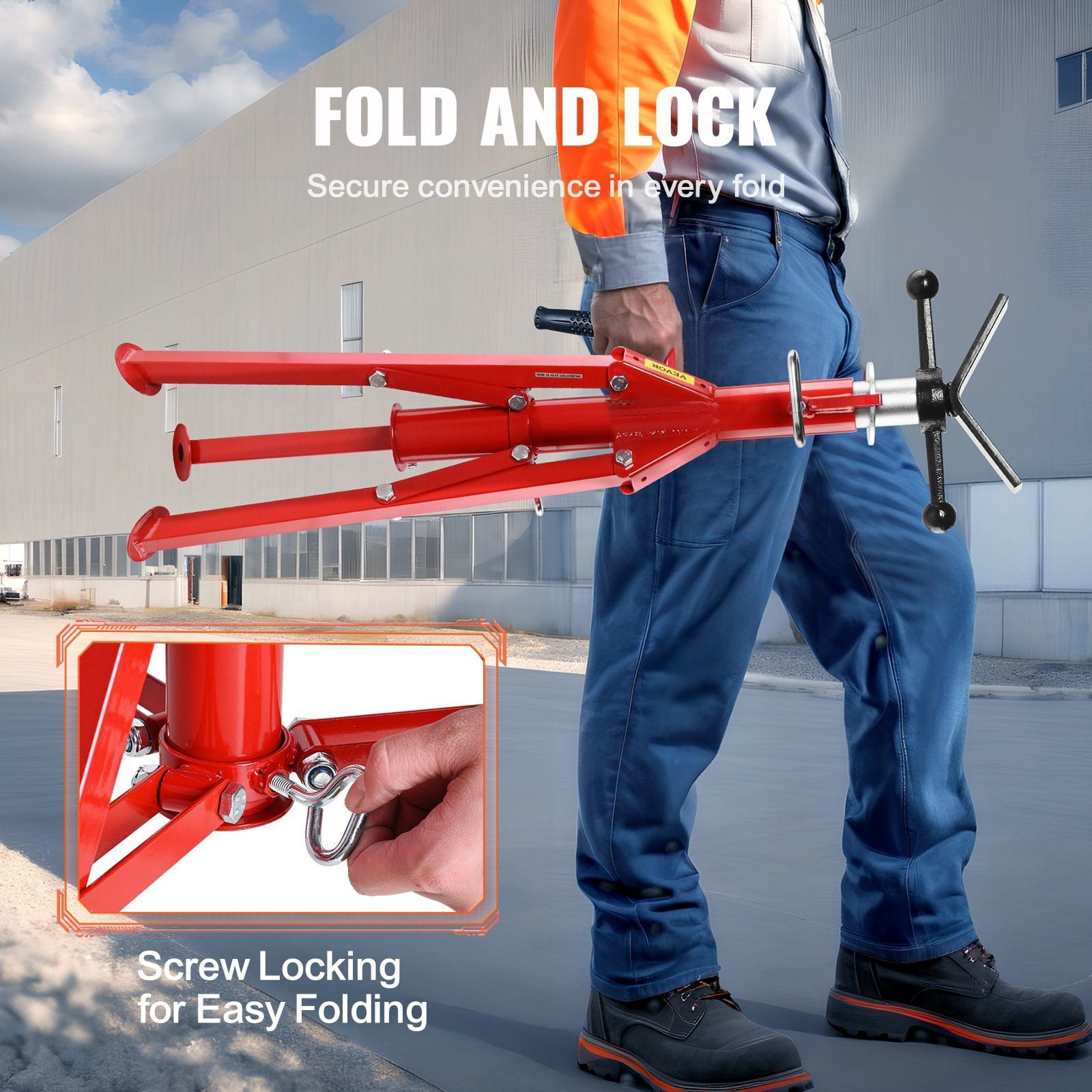 Adjustable Height V Head Pipe Stand 28-52 Inch 2500 LB Capacity Folding Portable Support for 1/2 to 12 Inch Steel Pipe Jack Stands