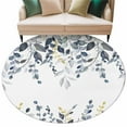 thumbnail image 2 of Teal Gray Eucalyptus Leaves 5ft Round Rug, Farmhouse Botanical Watercolor Non-Skid Rubber Backing Large Area Rugs - Living Room Bedroom Home Office, Indoor Floor Mat Carpets Washable Rug, 2 of 9