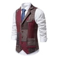 thumbnail image 5 of uikmnh Vests for Men Classic Lapel Retro Patchwork Houndstooth Vest for Men's Stylish Outerwear Wardrobe Size:S, 5 of 8