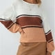 thumbnail image 2 of Suéter de manga larga con cuello en O de línea de empalme de color sólido informal para mujer Blusa Fridja hjk963, 2 of 8