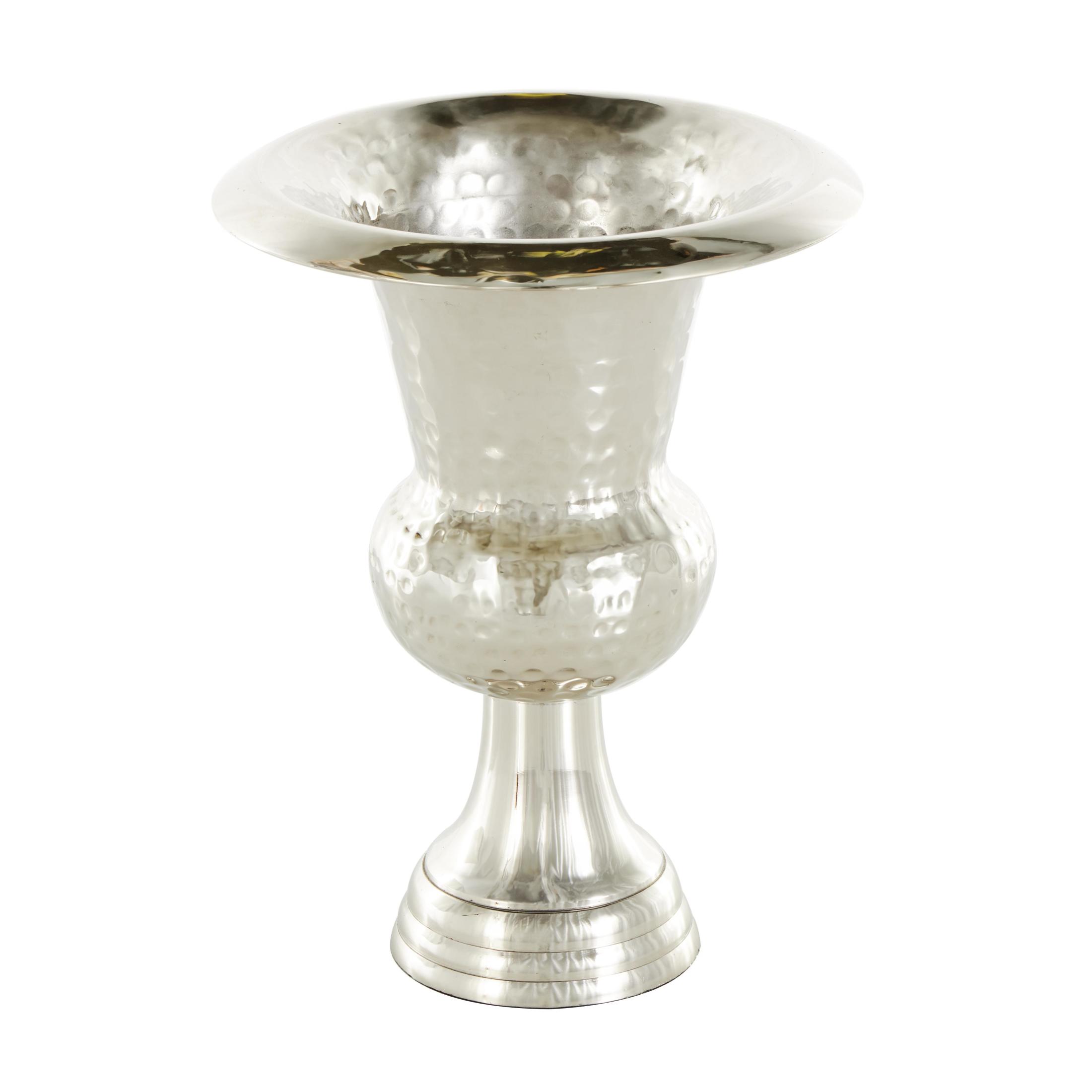 DecMode 11" Goblet Inspired Hammered Silver Aluminum Metal Vase