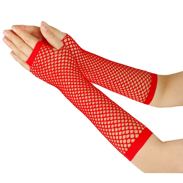 Guantes elásticos de red de pesca gruesa de estilo europeo y americano, guantes largos y sexys, guantes de fiesta de medio dedo estilo punk