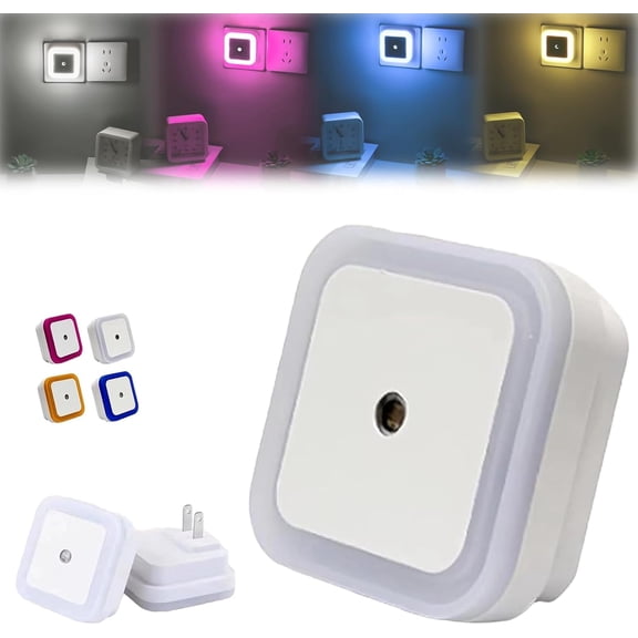 Square LED Night Light Intelligent Sensor Control Induction Energy-Saving Bedside Socket Lamp Room Hallway Toilet Wall Home Lighting