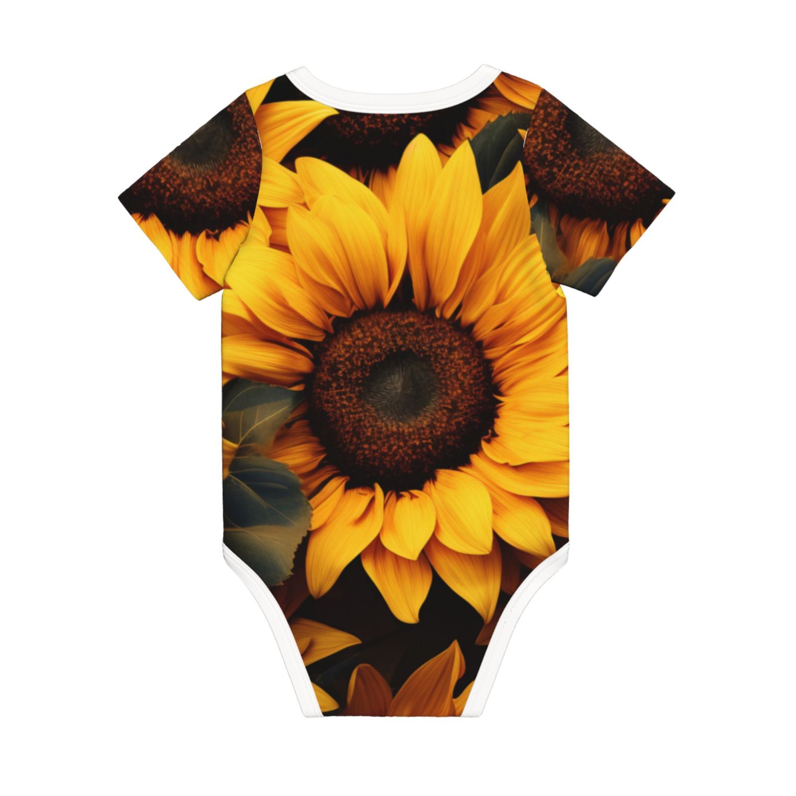 Xecao Vibrant Sunflower Blooms Print Baby and Toddler Short Sleeve Bodysuit,One-piece 100% Organic Cotton for Infant Baby-12 Months