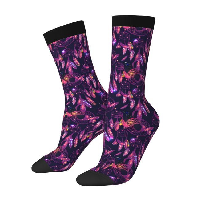 Balery Purple Dreamcatcher Calcetas Largas con Estampado para Hombre y Mujer – Suaves y Transpirables, Talla Única (US 5-11)