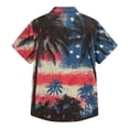 thumbnail image 5 of Youpwaven Men's USA 250th Anniversary Hawaiian Shirt, Patriotic American Flag & Palm Tree Graphic Short Sleeve Button Down, Summer Independence Day Tropical Top M-3XL, 5 of 7