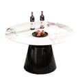 thumbnail image 3 of 53" Marble Round Dining Table, Sintered Stone Round Dining Table with Stainless Steel Cone Base, Sturdy Dining Table for Kitchen Dining Room for 4-6 people, 3 of 8