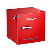Upstreman 1.7 Cu.Ft. Retro Compact Refrigerator with Side Bottle Opener, Single Door Mini Fridge for Kitchen Office Apartment Dorm, Red FR17 PRO
