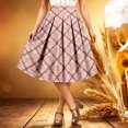 thumbnail image 2 of Wxolcjlv Women's Oktoberfest Geometric Damask Pleated Midi Skirt High Waist Retro Bavarian Holiday Skirts, 2 of 5