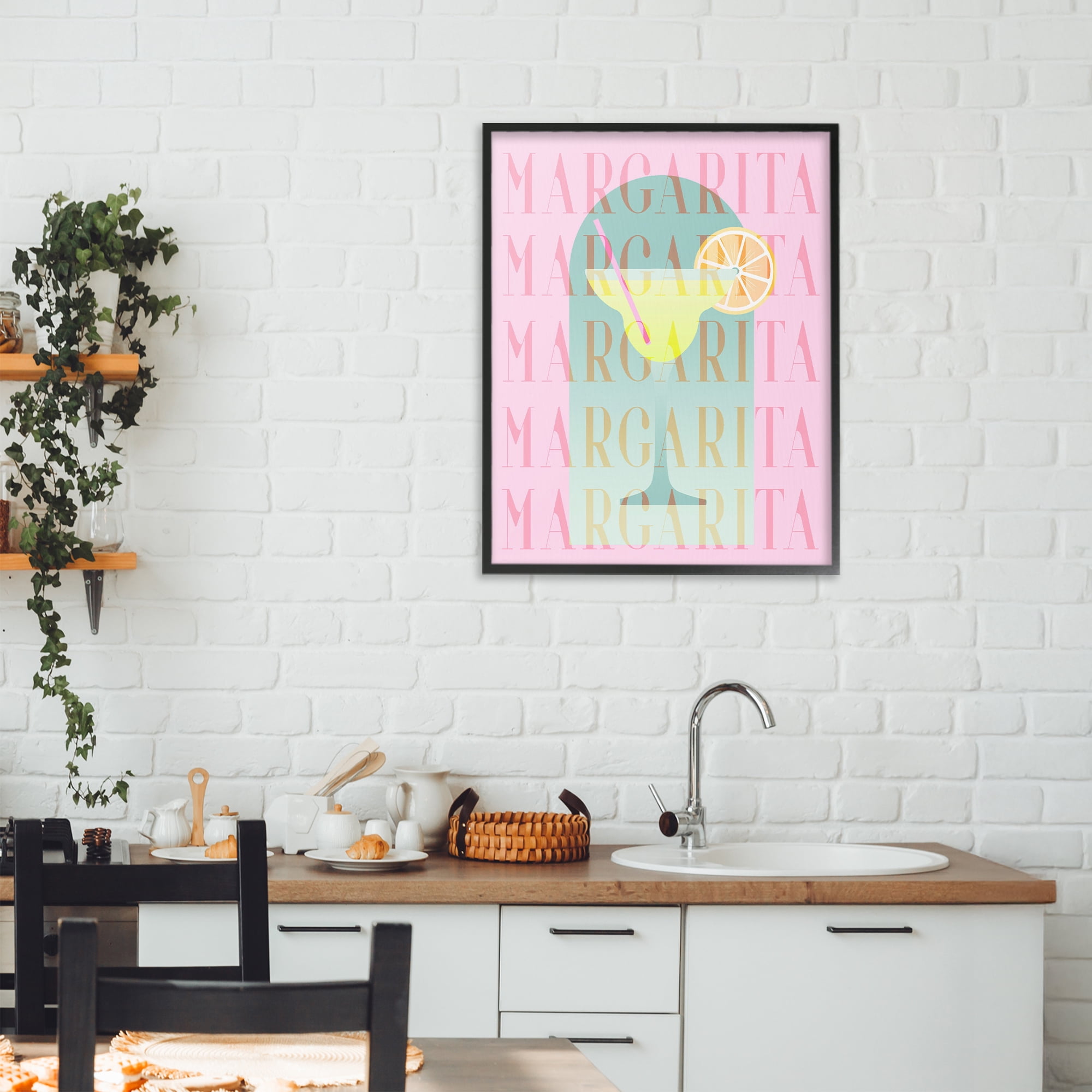Retro Pastel Margarita Black Framed Giclee Art, design by Lil' Rue
