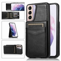 Dteck Back Wallet Phone Case for Samsung Galaxy S21 Plus 4G 5G with ID & Credit Card Holder Slots Pockets Wallet Back Cover Stand Flip Folio Leather Cell Cases Women Men, Black